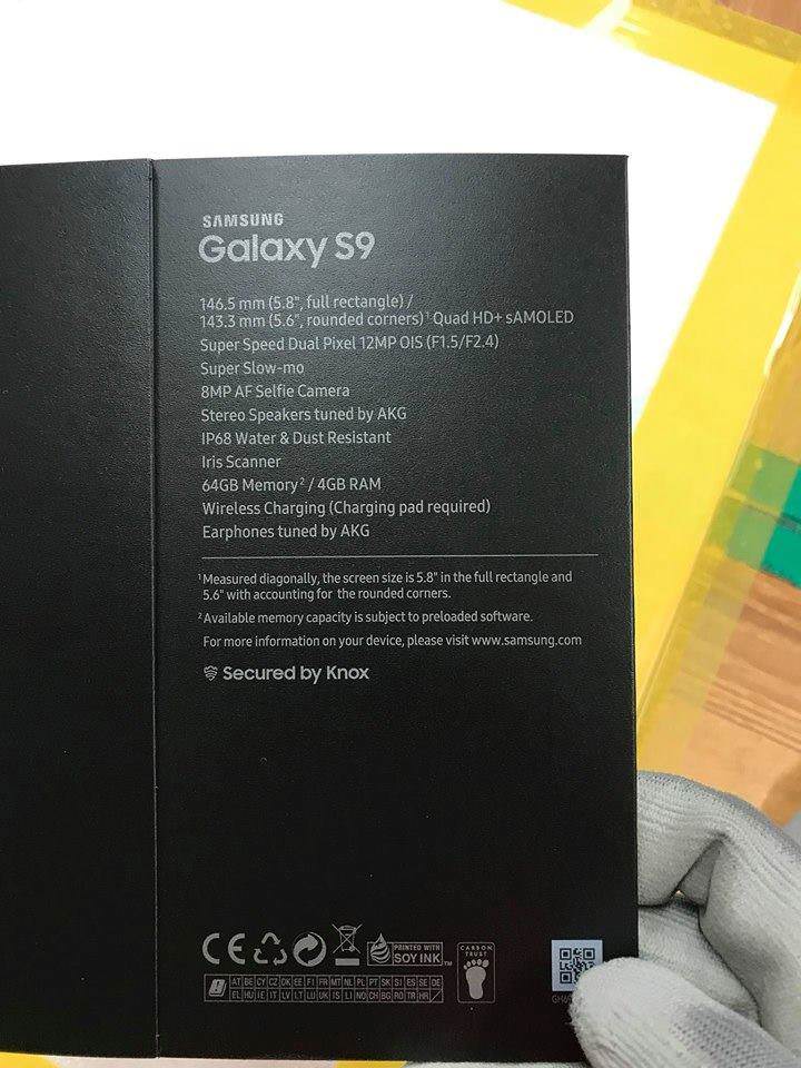 Samsung galaxy S9 specs